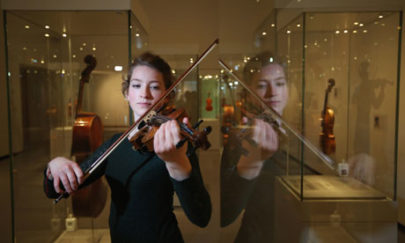 Violinist Cecelia Stinton plays a beechback Stradivarius violin