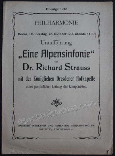 'Eine Alpensinfonie' World Premiere Programme